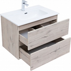 Aquanet Мебель для ванной Алвита New 70 2 ящика подвесная дуб веллингтон белый – фотография-9